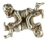 TWO ACROBATIC MEN COMBINATION FIGURAL BOTTLE OPENER AND PAPERWEIGHT.