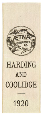 RARE EXAMPLE OF A "HARDING AND COOLIDGE 1920" CAMPAIGN RIBBON.