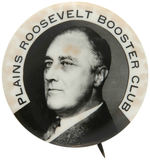 "PLAINS ROOSEVELT BOOSTER CLUB" RARE REAL PHOTO BUTTON FROM 1932.