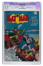 "BATMAN" #43 OCTOBER-NOVEMBER 1947 CGC RESTORED APPARENT 6.0 SLIGHT C-1 FINE.