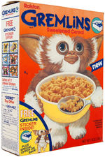 "GREMLINS" BOXED FIGURE PAIR & CEREAL BOX.