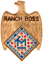 "TOM MIX RANCH BOSS" HIGH RANKING MEMBER'S BADGE WITH RANK NAME IN BLACK.