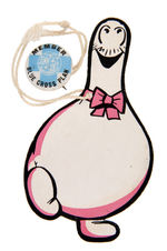 SHMOO FIGURAL HANGER WITH PIN FOR 1949 “BLUE CROSS KIDDIE KARNIVAL”.