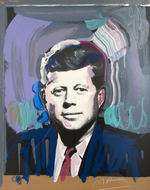 PETER MAX LARGE FRAMED JOHN F. KENNEDY SIGNED & NUMBERED LITHOGRAPH.