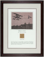 WRIGHT BROTHERS EX "VIN FIZ" FRAMED FLYER WING FABRIC SAMPLE.
