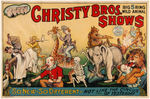 "CHRISTY BROS. BIG 5 RING WILD ANIMAL SHOWS" CIRCUS POSTER.