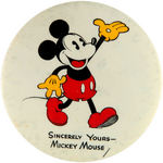 “MICKEY MOUSE” CLASSIC STORE CLERK’S 1930s PROMOTIONAL BUTTON.