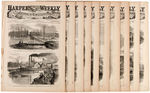 “HARPER’S WEEKLY” 1863 LOT OF 12 ILLUSTRATED CIVIL WAR ISSUES.