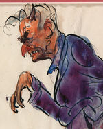 ILLUSTRATOR JAMES MONTGOMERY FLAGG DOUBLE SELF-CARICATURE ORIGINAL PEN AND INK WATERCOLOR.