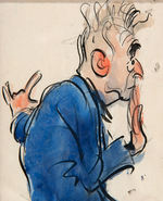 ILLUSTRATOR JAMES MONTGOMERY FLAGG DOUBLE SELF-CARICATURE ORIGINAL PEN AND INK WATERCOLOR.