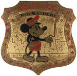 "MICKEY MOUSE POLICE DEPT." RARE BRASS BADGE MID-1930s.