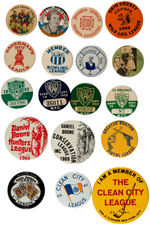 COLLECTION OF BUTTONS ALL INCLUDING THE WORD "LEAGUE."