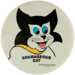 RARE BUTTON FOR BOB KANE (BATMAN) CARTOON "COURAGEOUS CAT."