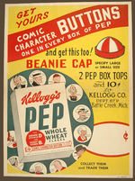 "KELLOGG'S PEP COMIC BUTTON" STORE SIGN.