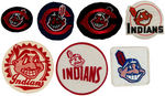 THIRTEEN CLEVELAND INDIAN PATCHES PLUS SIX MISCELLANEOUS.