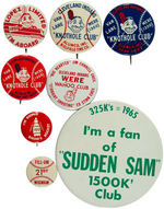 CLEVELAND INDIANS EIGHT BUTTONS FROM THE 1950s-1960s.