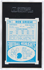 1968 TOPPS FOOTBALL SGC GRADED PAIR OF NAMATH & GRIESE.