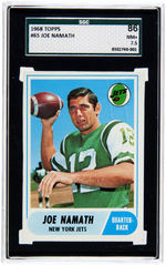 1968 TOPPS FOOTBALL SGC GRADED PAIR OF NAMATH & GRIESE.