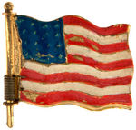 CLASSIC 1898 "REMEMBER THE MAINE" MECHANICAL FLAG PIN, RARE VARIETY.