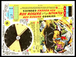 "ROY ROGERS COOKIES WILD WEST ACTION TOY" STORE SIGN AND PREMIUM PUNCHOUT CARD.