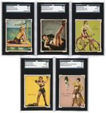 GIL ELVGREN "AMERICAN BEAUTIES" SGC-GRADED GUM INC. PIN-UP CARD LOT.