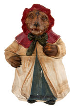 LITTLE RED RIDING HOOD - BIG BAD WOLF DRESSED AS GRANDMA FIGURAL TOBACCO JAR.