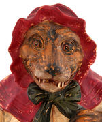 LITTLE RED RIDING HOOD - BIG BAD WOLF DRESSED AS GRANDMA FIGURAL TOBACCO JAR.