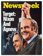 FIVE McGOVERN AUTOGRAPHED 1972 WEEKLY NEWS MAGAZINES.