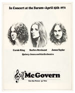 McGOVERN 1972 “FORUM” CONCERT WITH KING, STREISAND & TAYLOR RARELY SEEN PROGRAM.
