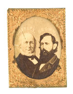 "GREELEY/BROWN" CARDBOARD JUGATE PHOTO IN EMBOSSED BRASS FRAME.