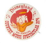 DONALD DUCK ON FIRST SEEN DISNEYLAND 1974 BUTTON.