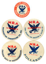 "NRA" BLUE EAGLE BUTTONS WITH NAMES OF SPECIFIC BUSINESSES FROM HAKE COLLECTION & CPB.