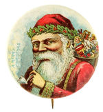 GRAPHIC EARLY SANTA IMAGE WITH PIPE SMOKE READING "A MERRY CHRISTMAS."