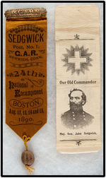 PAIR OF EARLY GAR RIBBONS RELATED TO MAJ. GEN. JOHN SEDGWICK.