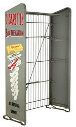 "CIGARETTES BY THE CARTON" METAL STORE RACK.