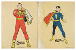 CAPTAIN MARVEL/CAPTAIN MARVEL JR. GLOW PICTURE PAIR W/PUZZLE CARD.