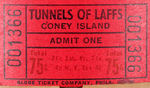 CONEY ISLAND "TUNNELS OF LAFFS/SKOOTER/ROTOJET/SPITFIRE/CAROUSEL" SIX UNUSED ROLLS OF 100 TICKETS.