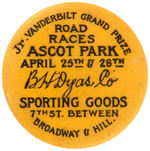 RARE BUTTON FOR BOY’S “JR. VANDERBILT GRAND PRIZE/ROAD RACES/ASCOT PARK.”