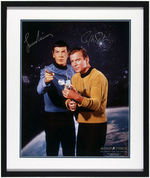 "STAR TREK" WILLIAM SHATNER & LEONARD NIMOY FRAMED SIGNED PRINT DISPLAY.