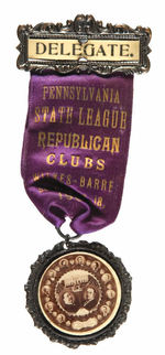 "DELEGATE" RIBBON BADGE WITH 1908 TAFT JUGATE FOR GOP CLUB CONVENTION HAKE #3135.