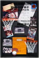 1970/1973 NEW YORK KNICKS RED HOLZMAN SIGNED BASKETBALL COURT FLOOR DISPLAY.