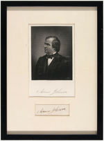 "ANDREW JOHNSON" 1866 FRAMED AUTOGRAPH.