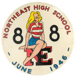 VERONICA LAKE PORTRAYED ON PHILADELPHIA HIGH SCHOOL GRADUATION BUTTON.