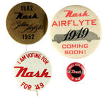 NASH 1946-1952 FOUR SCARCE BUTTONS.