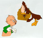 PORKY PIG COLORIZED ANIMATION CEL PAIR.