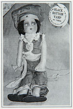 "BLACK BOTTOM VAMP" RARE AND FIRST SEEN 1920s DOLL BUTTON.