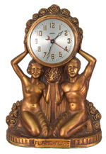 "FLAME OF LIFE" NUDIST-INSPIRED MANTLE CLOCK.