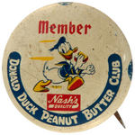 “MEMBER/DONALD DUCK PEANUT BUTTER CLUB” RARE LITHO BUTTON.