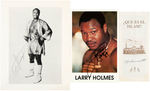 MUHAMMAD ALI, JOE FRAZIER & LARRY HOLMES SIGNED TRIO.