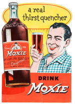 “DRINK MOXIE” MATCHED 1950S EASEL BACKED COUNTER SIGN PAIR.